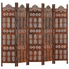 Hand carved 5-Panel Room Divider Brown 200x165 cm Solid Mango Wood