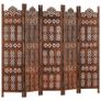 Hand carved 5-Panel Room Divider Brown 200x165 cm Solid Mango Wood Image 4