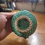 Vintage Ceramic Green Woven Basket with Flowers Image 4