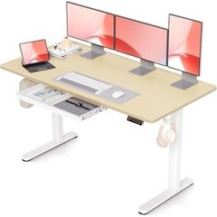 Electric Standing Desk with Drawer, 140 x 60 cm Height Adjustable Desk