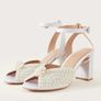Pearl Bridal Block Heeled Sandals Ivory Size 5 Image 2