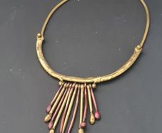 Handmade Brutalist Brass Choker Necklace, Scandinavian Artisan Statement Collar