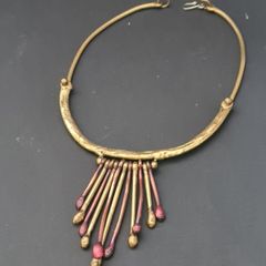 Handmade Brutalist Brass Choker Necklace, Scandinavian Artisan Statement Collar