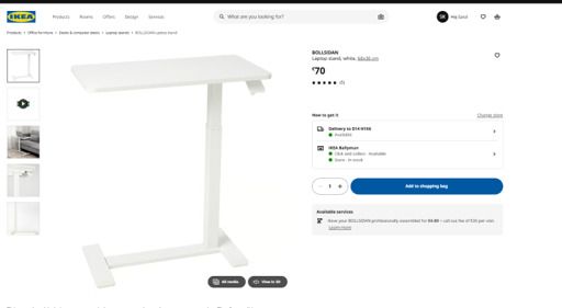 Ikea Bollsidan Laptop Stand White