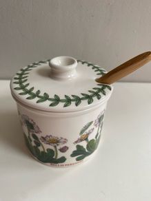 Pretty vintage Portmerion  lidded  conserve pot with spoon