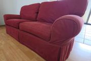 Double seat (seats two) dark red burgundy fabric couch