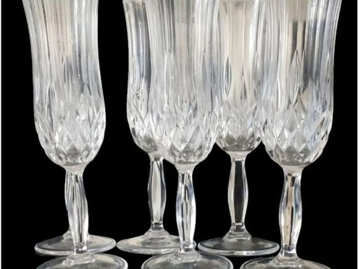 6 x Vintage RCR Harrods Crystal Champagne Flutes