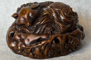Vintage Chinese Fox And Plum Incense Burner - Patinated Bronze, Signed