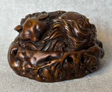 Vintage Chinese Fox And Plum Incense Burner - Patinated Bronze, Signed
