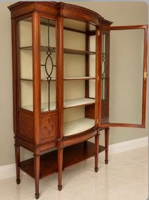 Antique Edwardian Mahogany and Rosewood Bow front  library cabinet