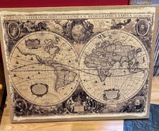 Large Vintage Style World Map Canvas Wall Art 36 x 28 inch