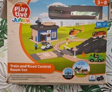 play tive junior train and road wooden control room set