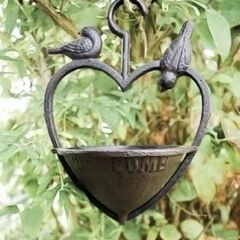Cast Iron Loveheart Bird Feeder Garden Water Bath New
