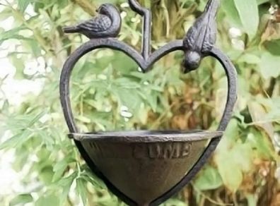 Cast Iron Loveheart Bird Feeder Garden Water Bath New