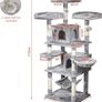 Cat Tree Tower 170cm Cat Scratching Post with Condos, Basket, Hammock & Plush Perches for Kittens, Large Cats, Light Grey (FREE POSTAGE) Image 4