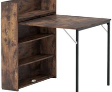 Foldable Dining Table with Shelf, Industrial Design, Space-Saving, For Small Spaces, 80x90x93cm, Rustic Brown