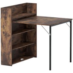 Foldable Dining Table with Shelf, Industrial Design, Space-Saving, For Small Spaces, 80x90x93cm, Rustic Brown