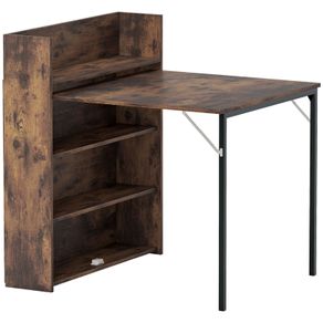 Foldable Dining Table with Shelf, Industrial Design, Space-Saving, For Small Spaces, 80x90x93cm, Rustic Brown