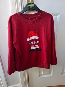 Personalised Christmas jumper with name " hannah" age 5-6years