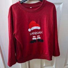 Personalised Christmas jumper with name " hannah" age 5-6years