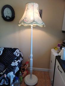 Large Vintage Wooden Floor Lamp