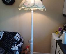 Large Vintage Wooden Floor Lamp