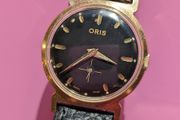 Oris mens vintage watch black gilt dial