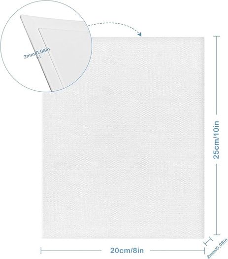 Painting 20X25cm, 10 Packs Gesso Primed Painting Canvas 100% Cotton Acid-Free Blank Canvases for Art, Acrylic Paint, Oil Paint, Watercolor Paint
