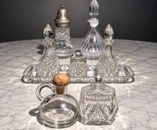 Vintage Cut & Pressed Glass High Tea Set - Cruet, Sifter, Jug, Preserve Pot & More