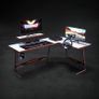 L Shaped Gaming Desk 150 x 120 cm, Ergonomic Computer Corner Gaming Desk, Large PC Writing Table with Monitor Stand, Stable Metal Legs Gamer Workstation for Home Office Image 2