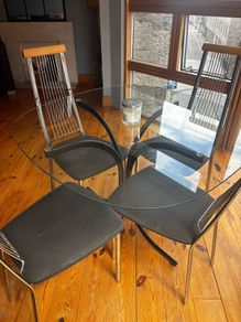 glass table and 4 chairs