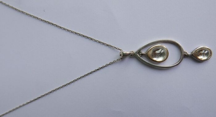 Vintage Sterling Silver 925 "Teardrop " Pendant and Necklace length 21" - 6,58g