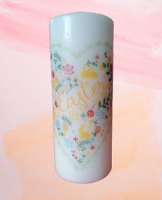 Easter spring heart decorative pillar candle centerpiece home table shelf decor