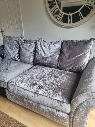 Free Grey 3 seater velvet couch