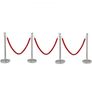 4 Pack Retractable Silver Round Top Stanchion Post Queue Crowd Control Barrier Posts Line Pole with 1.5M Red 2 Velvet Rope Image 9