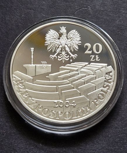Poland Silver 20 Zloty 2004 15th Anniversary of the polish Senate Amber Inset