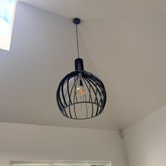 Modern Black Cage Pendant Lights x 2