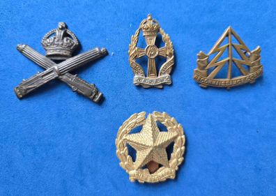 British military cap badges - MGC, QARANC, Indian Engineers, Recce