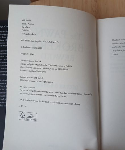 The Pawnbroker's Reward Declan O'Rourke First Edition Hardback