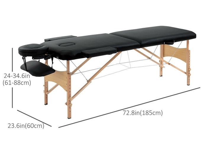 Birchwood Lightweight Portable Massage Table With Arm Rest Black