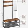 Industrial Clothes Rack, Coat Rack, with Hooks, Mirror, Bench Image 3