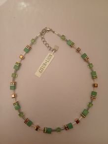Coeur de Lion GeoCUBE Iconic Monochrome Green Necklace 4016/10-0500 New Boxed CAN POST