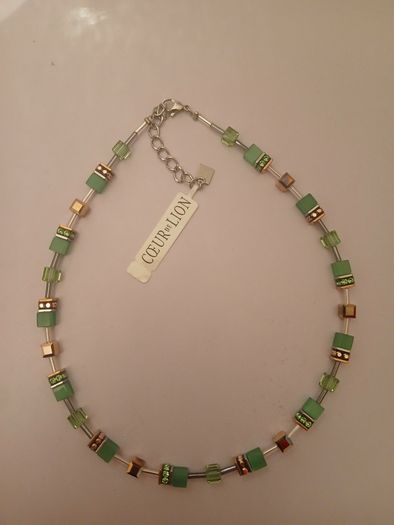 Coeur de Lion GeoCUBE Iconic Monochrome Green Necklace 4016/10-0500 New Boxed CAN POST