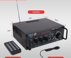 Wireless Bluetooth Stereo Power Amplifier - 200W Dual Channel Sound Audio Stereo Receiver System w/RCA, USB, SD, MIC IN, FM Radio, For Home Theater Entertainment via RCA, Studio Use