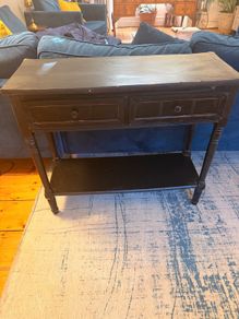 Black Entryway Console Table with 2 Drawers and 1 Shelf