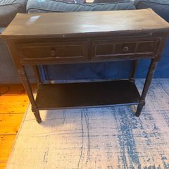 Black Entryway Console Table with 2 Drawers and 1 Shelf