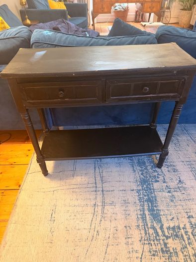 Black Entryway Console Table with 2 Drawers and 1 Shelf