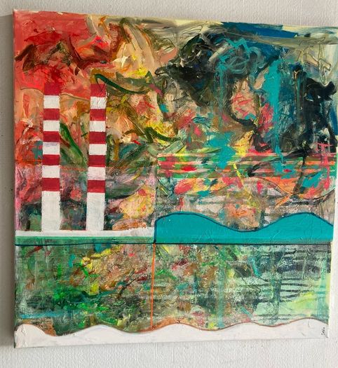 Large Original Art Poolbeg Chimneys Dublin Art Original Painting Irish Art Irish Artist contemporize