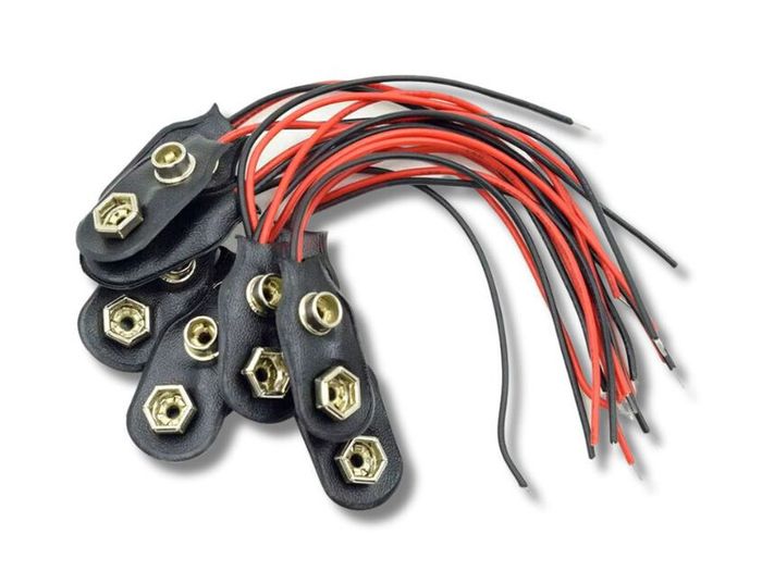 9V Battery to Alligator Clip Adapter Cable Set 5pcs