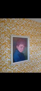 Rare 1970s "The Crying Boy" Framed Print by Bragolin. Famous Fire Proof Legend.
